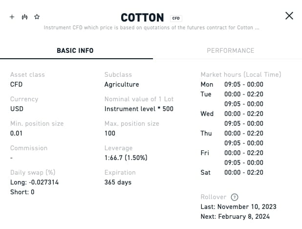 Giao dịch COTTON CFD